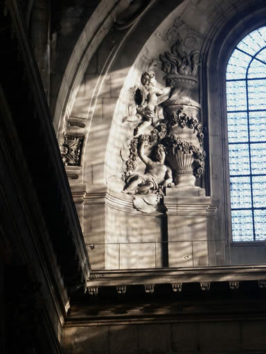 Inside St. Sulpice which played an important role in The Da Vinci Code
